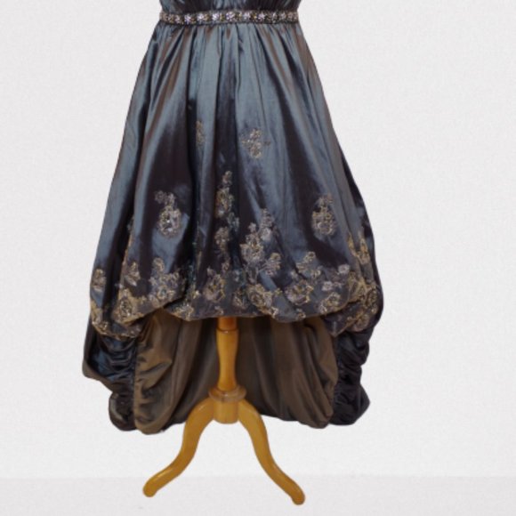 Tony Bowls Embroidered Empire Waist Taffeta High/Low Bubble Hem Gown- Sz. 10 - Picture 8 of 10